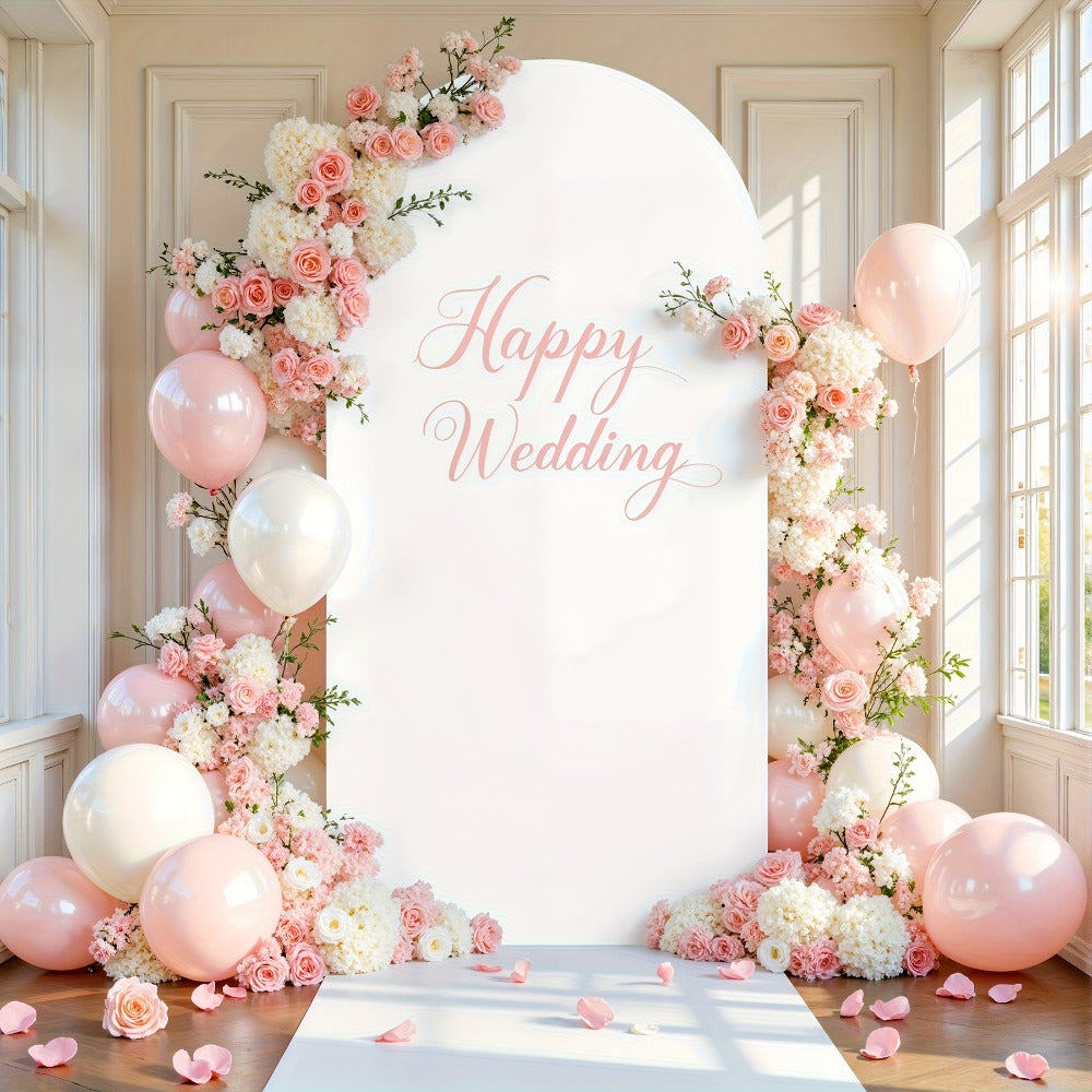 Wedding Arch Cover for 6 ft Round-Top Frames, Polyester Fitted Backdrop in Nine Checkout Colors