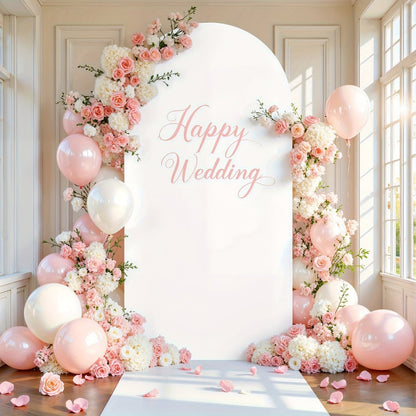 Wedding Arch Cover for 6 ft Round-Top Frames, Polyester Fitted Backdrop in Nine Checkout Colors