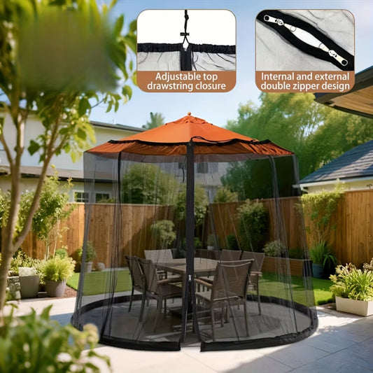 Patio Umbrella Mosquito Net, Double Zipper Door Fits 98-118in Umbrellas - Polyester shown in the main product view