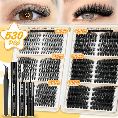 False Eyelash Cluster Kit with Four Package Options from 209 to 1993 Pieces plus Tools and Gift Bags
