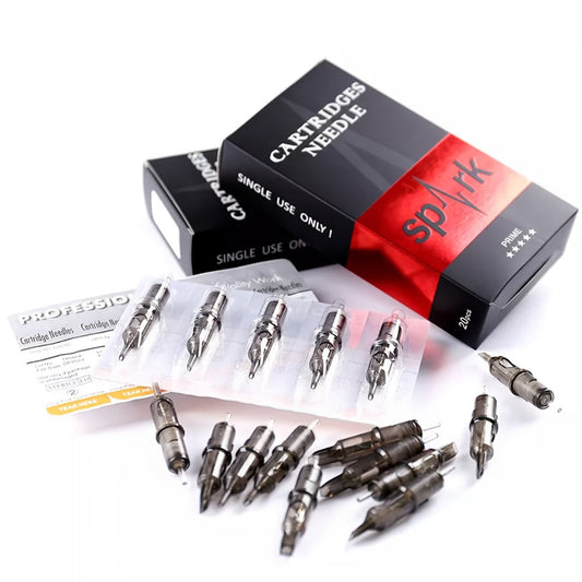 Tattoo Cartridge Needles 20pcs Disposable EO Sterilized 12 Series Round Liner Curved Magnum Flat Shader for Professional Body Art Tattoo Machine RL CM M1 RS
