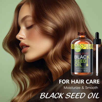 Black Seed Oil 100% Pure Cold Pressed Multi-Use Moisturizing Firming Skincare Oil for Face Body Hair Nails Eyelashes Natural Plant Extract All Skin Types Daily Skincare Routine