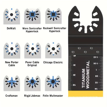 Oscillating Multi-Tool Blade Set with Titanium-Coated Quick-Release Blades in 18, 28 or 50-Piece Options