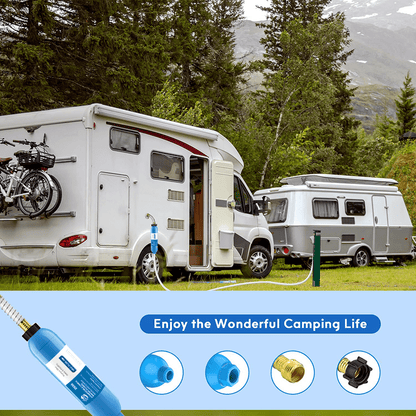 RV Water Filter with Flexible Hose Protector – Inline Hose Filter, Reduces Chlorine, Odors & Sediment, BPA-Free, for RV, Camper, Boat, Garden, Camping, 1/2/4 Pack