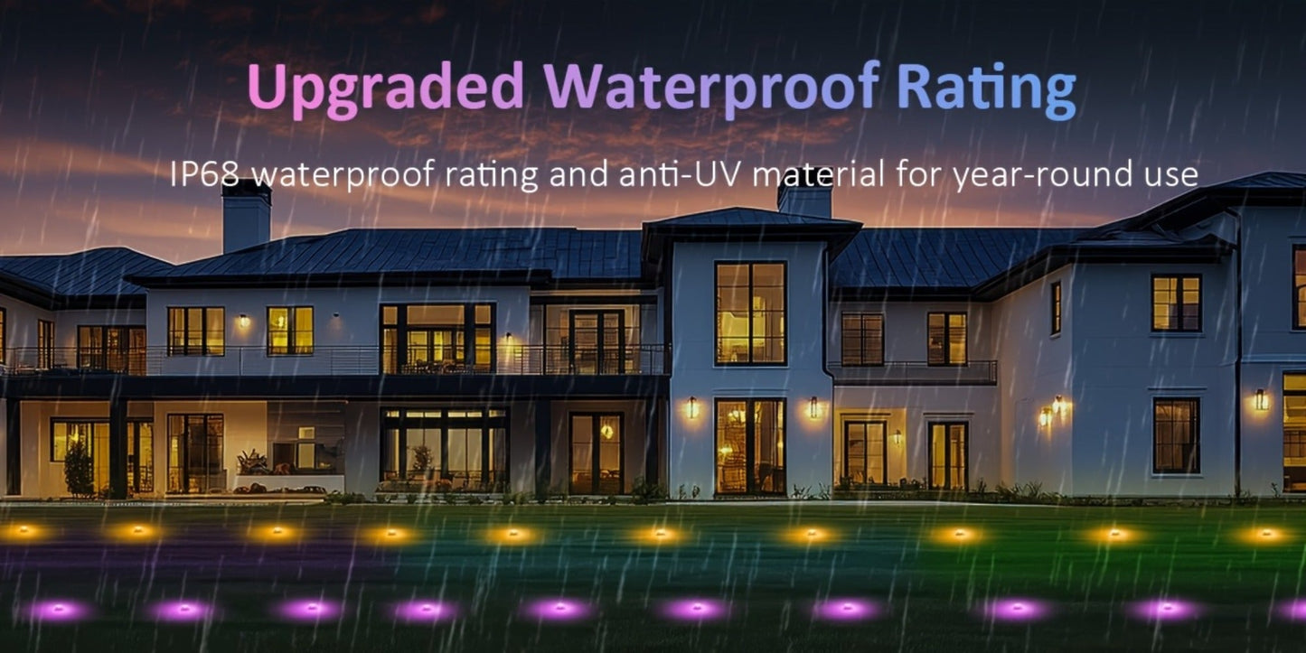 RGB Outdoor Pathway Lights 16 Million Color Changing Music Sync - Remote & APP Control Timer Waterproof 50FT to 200FT Ground Lights for Lawn Yard Garden Patio Christmas Halloween Party Decoration
