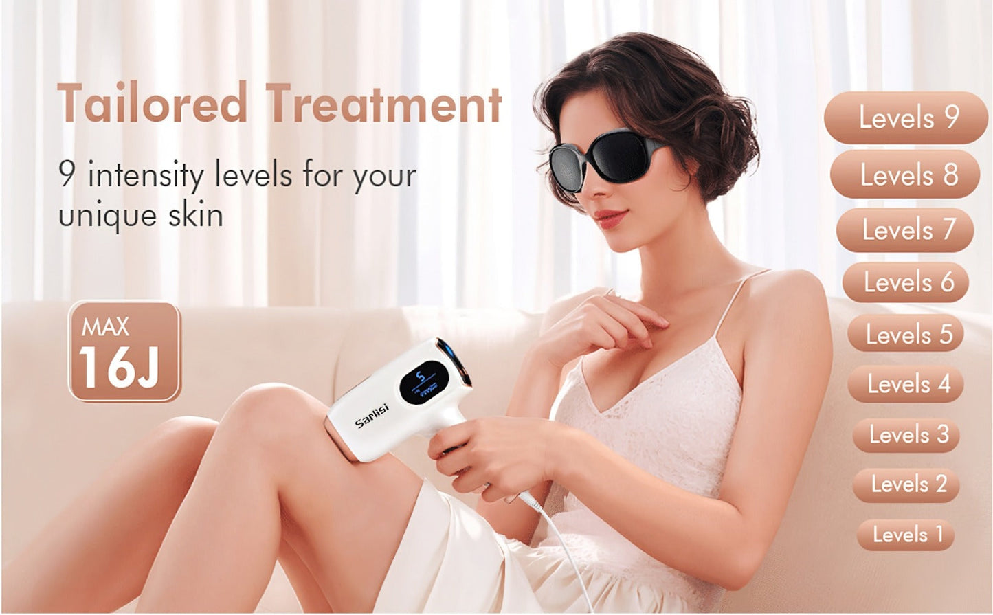 Sarisili AI01 IPL Hair Removal Device with Nine Intensity Levels, Manual and Auto Flash Modes and Display