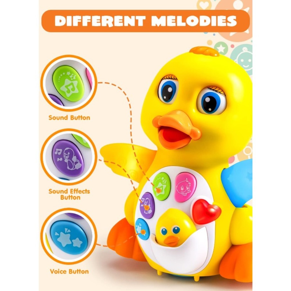 Dancing Walking Musical Duck Baby Toy with Music & Lights – Interactive Light Up Learning Toy for Infants & Toddlers 6 Months+, Sensory Crawling & Walking Toy, Perfect Christmas & Baby Shower Gift