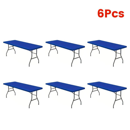 Tablecloth Elastic Cover Set for 6-Foot Rectangle Tables in 3, 6, 9 or 12 Pieces and Three Colors