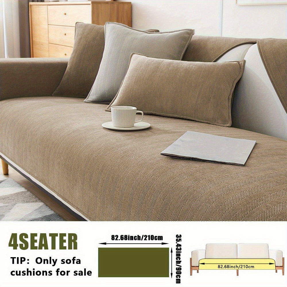 Sofa Cover Ribbed Chenille Stretch Panels with Non-Slip Design for 1 to 4 Seats, Armrests or Cushions