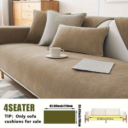 Sofa Cover Ribbed Chenille Stretch Panels with Non-Slip Design for 1 to 4 Seats, Armrests or Cushions