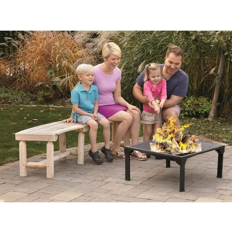 Curved Backless Softwood Outdoor Bench with Slatted Log-Style Seat in Brown or Natural-Look Finish