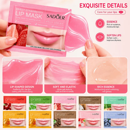 Thirty Individually Wrapped SADOER Lip Mask Sachets with 8g*30pcs Checkout Label and Assorted Graphics