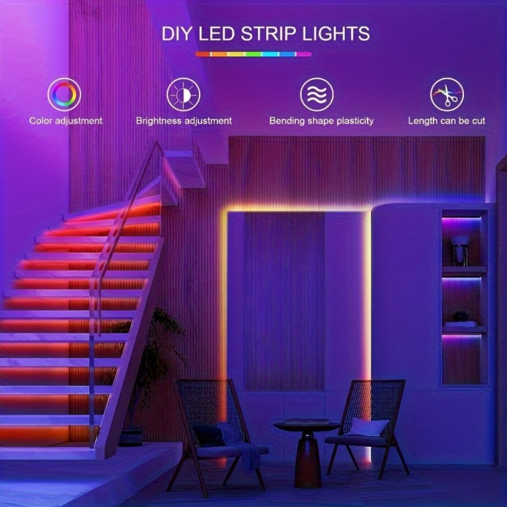 5050 RGB LED Light Strip with USB Plug and Three-Button Controller in 3m, 4m or 15m Lengths