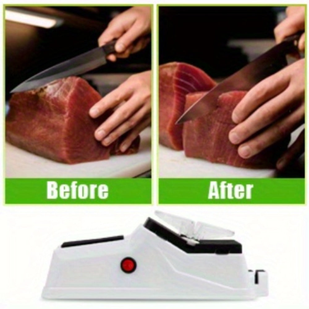 USB-Powered Electric Knife Sharpener with Five Double-Sided Stones and Clear Protective Cover