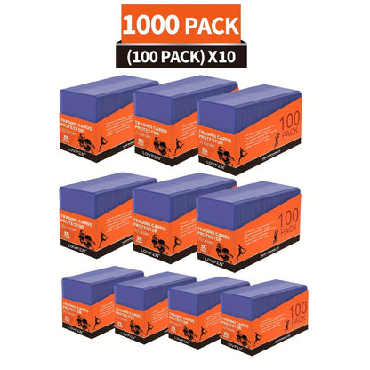 1000-Piece 3x4-Inch Trading Card Top Loader Pack with Ten Bundles of 100 Rigid Holders for Collection Organization