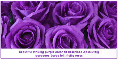 Artificial Flowers 10-Piece Silk Rose Set with 19.69-Inch Bendable Stems in Deep Purple or Dark Green
