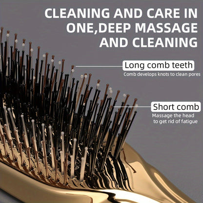 Air Cushion Detangling Hair Brush with Electroplated Finish and Flexible Pins in Three Color Options