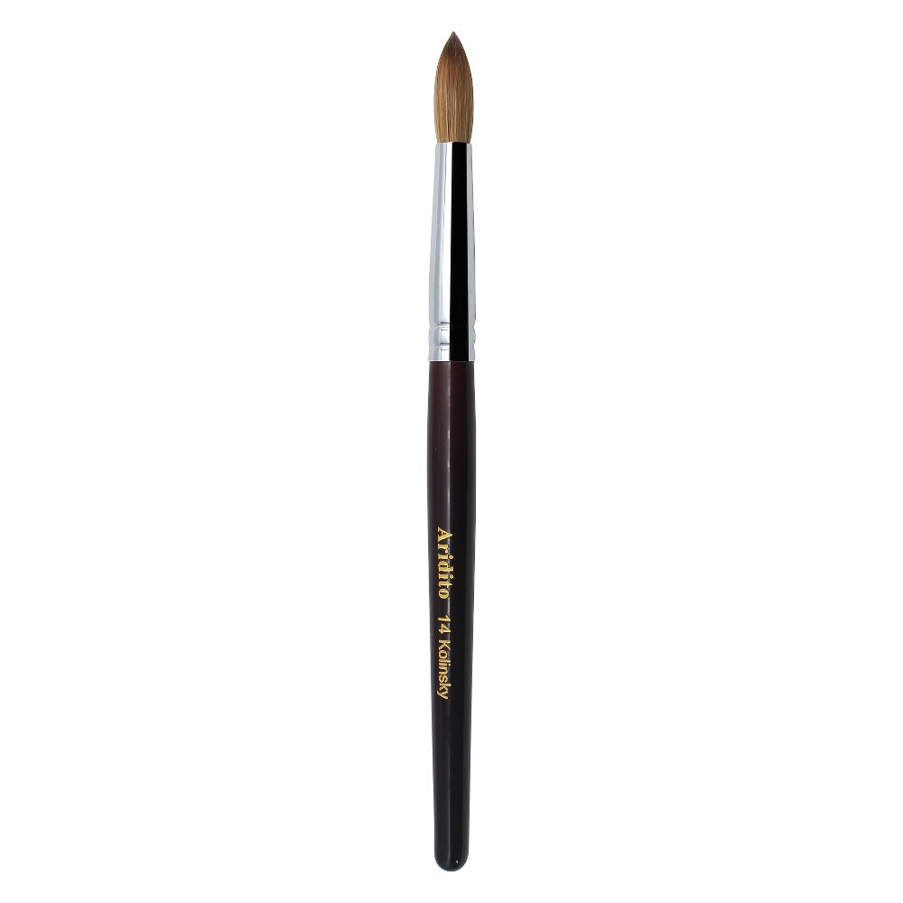 Red-Wine Handle Acrylic Nail Brush in Exact Checkout Sizes #8, #10, #12, #14, #16 or #18 with Pictured Round Tip