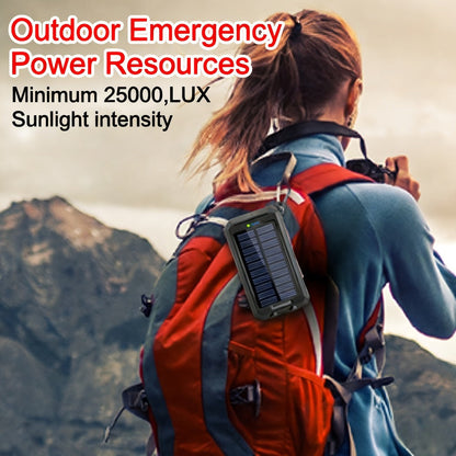 Solar Power Bank 20000mAh Outdoor Portable Charger with LED Flashlight SOS Compass & Carabiner Hook – Dual USB Waterproof Battery Pack for Camping Hiking Backpacking Emergency Survival Gear Gift