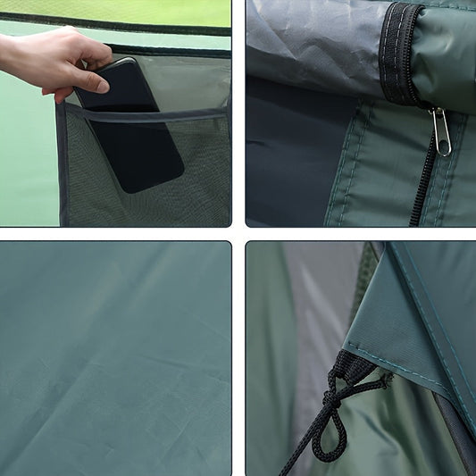 Camping Tent 3-4 Person Auto Pop-Up with Interior Storage Pockets, Carry Bag and Army-Green Finish