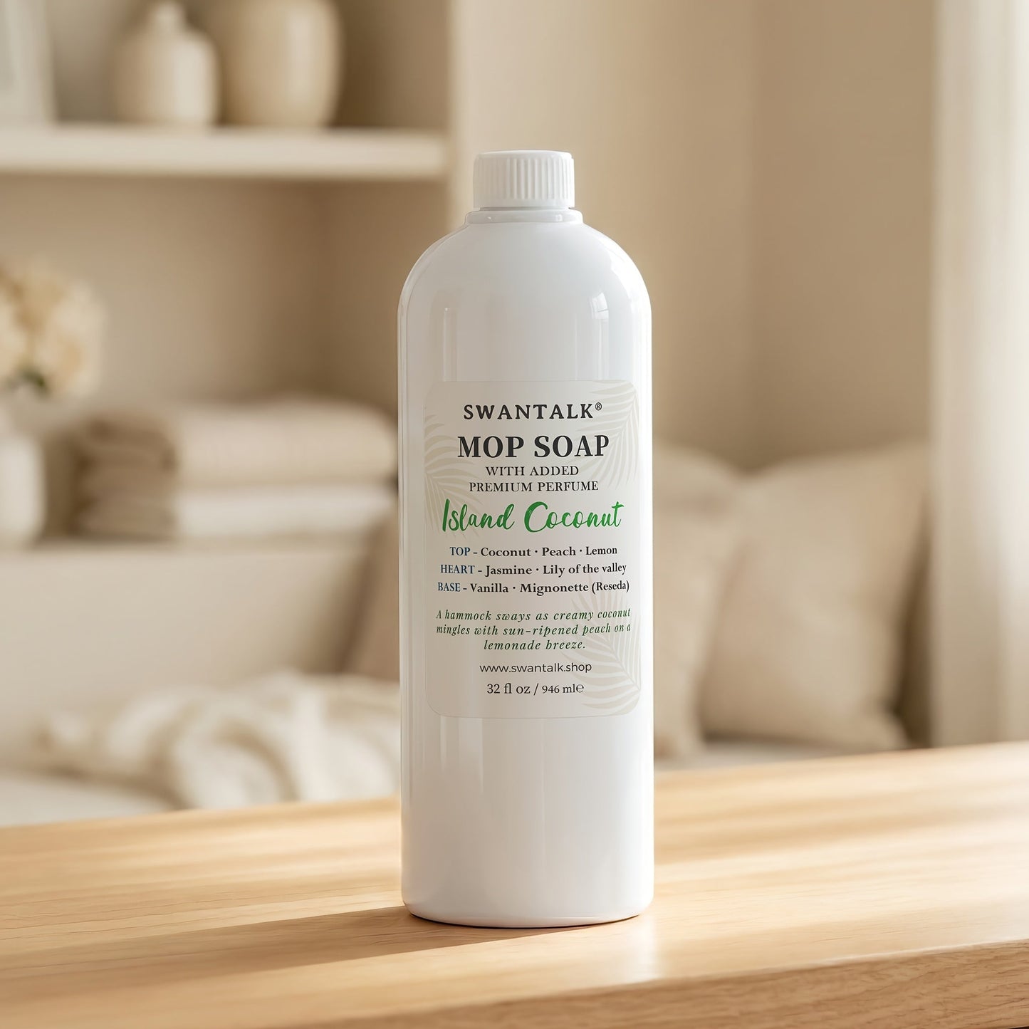 Concentrated Floor Cleaner 4X Formula 32 fl oz, SWANTALK Mop Soap Multi-Surface Streak-Free Floor Wash, Perfume-Inspired Deodorizing Cleaner, Pet Friendly – Brazilian Breeze, Island Coconut, Pacific Linen