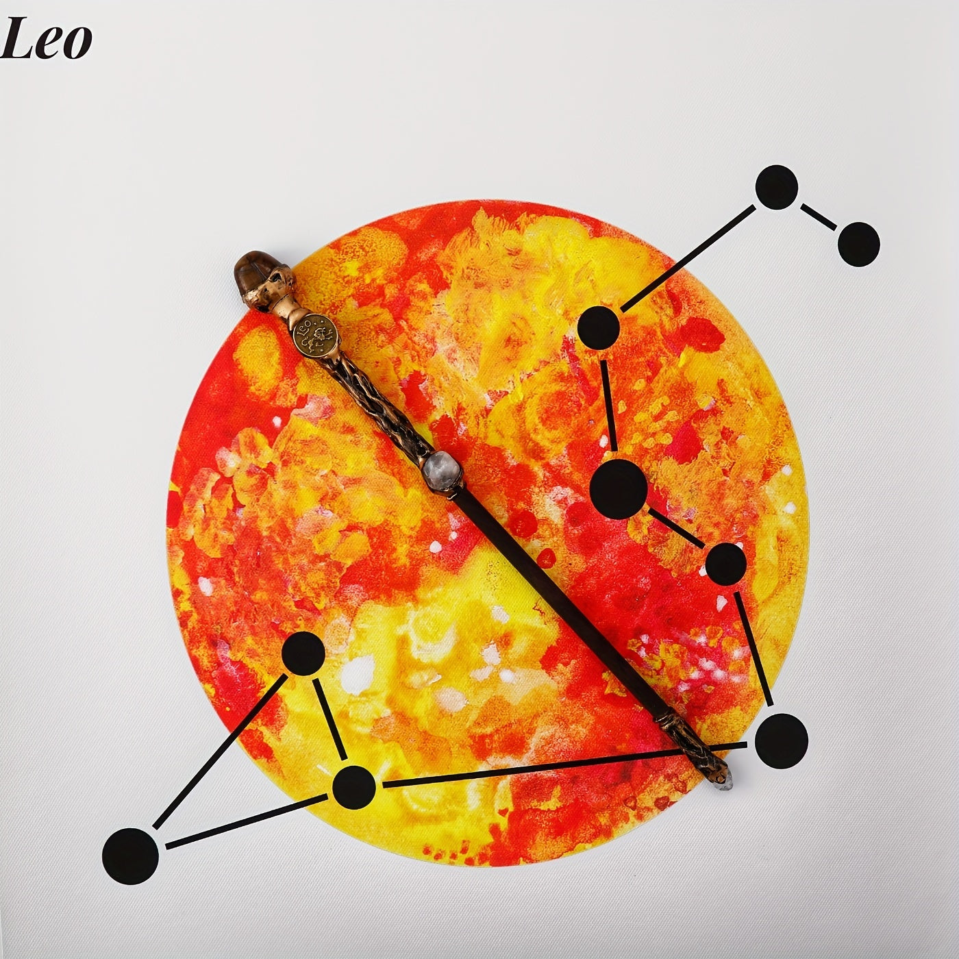 Zodiac-Themed Decorative Wand with Resin and Stone-Look Accents, Gift Box and All Twelve Sign Variants