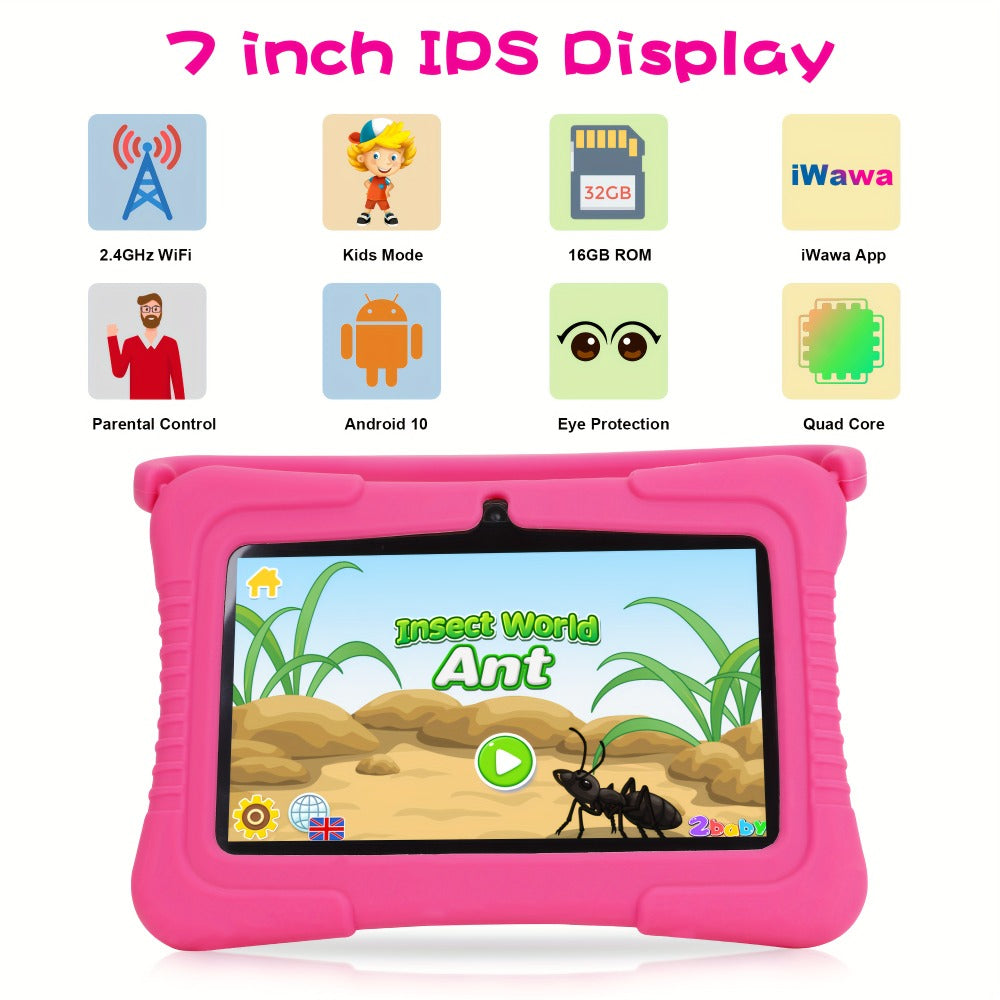 Kids Tablet Veidoo 7 Inch with 1GB or 2GB RAM, 16GB or 32GB Built-In Storage and Handled Silicone Case