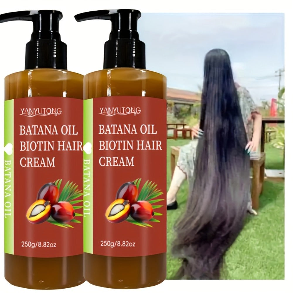 Unrefined Batana Oil Cream 250g with Squalane & Shea Butter — Honduras Deep Moisturizing Hair Treatment, Repairs Dry Damaged Hair, Boosts Shine, All Hair Types, Unisex