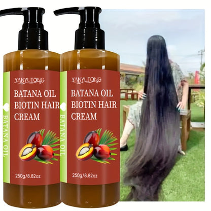 Unrefined Batana Oil Cream 250g with Squalane & Shea Butter — Honduras Deep Moisturizing Hair Treatment, Repairs Dry Damaged Hair, Boosts Shine, All Hair Types, Unisex