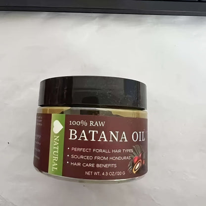 Hair Oil Batana 120g Amber Balm Jar with Black Screw Lid and External-Use Label Instructions