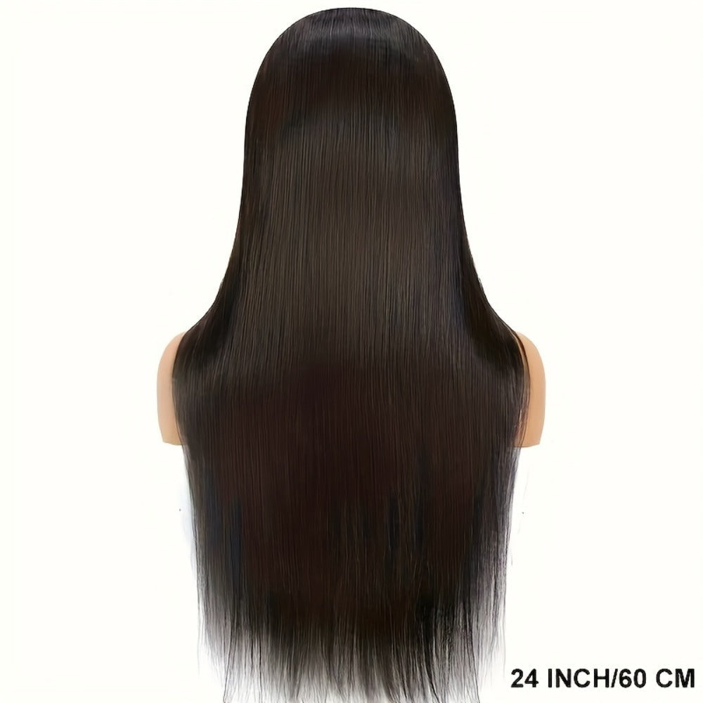 Straight Human Hair Wig with 4x4 Lace Closure, Center Part and Black 16–36 Inch Length Options