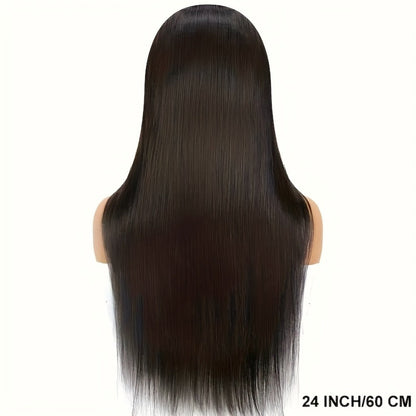 Straight Human Hair Wig with 4x4 Lace Closure, Center Part and Black 16–36 Inch Length Options