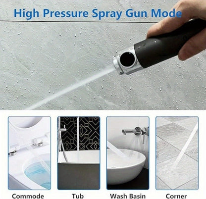 Four-Piece High-Pressure Wall-Mount Shower Head Set with Turbine Spray, Six Filters and 68-Inch Hose
