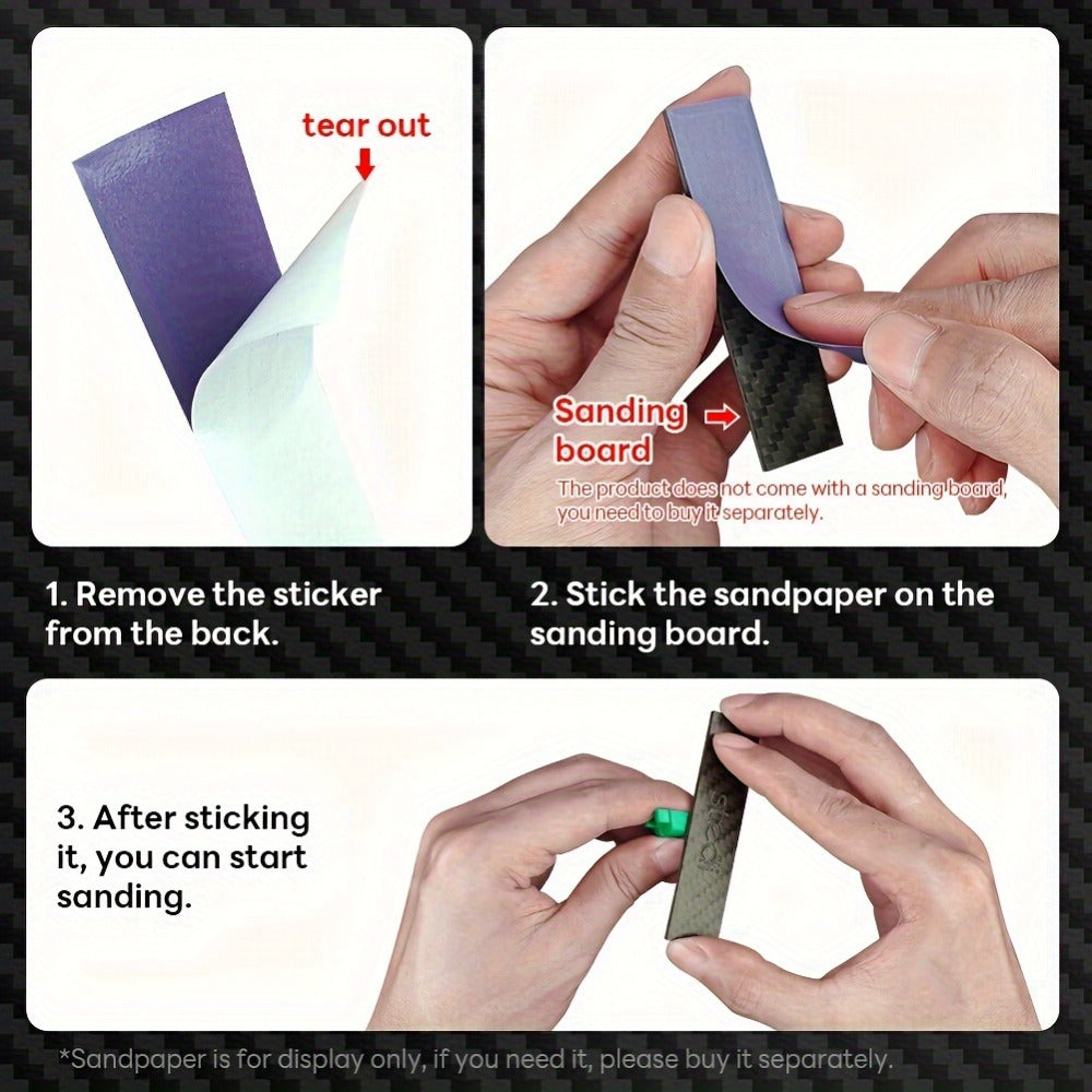 Seven-Piece Carbon-Fiber Pattern Hobby Sanding Stick Set with Detail Boards in Multiple Sizes