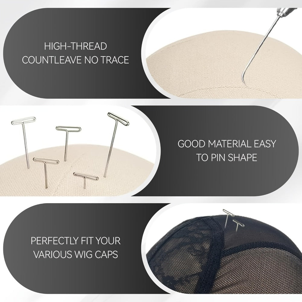 Canvas Mannequin Head Sets in 21, 22, 23 or 24 Inch Options with Table Clamp, Pins and Wig Caps
