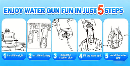 Electric Water Gun High Pressure Automatic Squirt Blaster with LED Flash & USB-C Rechargeable – 40ft Long Range Rapid Fire for Kids Teens Adults, Pool Beach Backyard Summer Outdoor Toy Gift