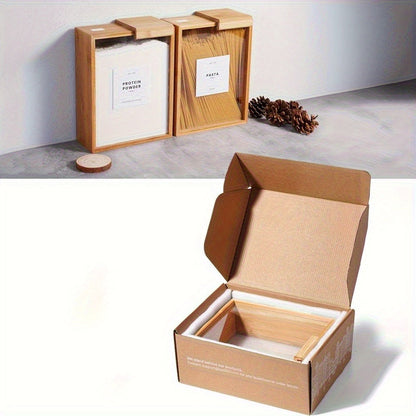 Food Storage Containers Two-Piece Bamboo Box Set with Sliding Lids and 101 oz Capacity per Container