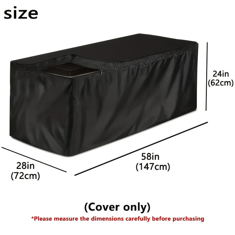 Deck Box Cover with Displayed 58 x 28 x 24-Inch Size, Black Rectangular Form and Double Zipper Opening
