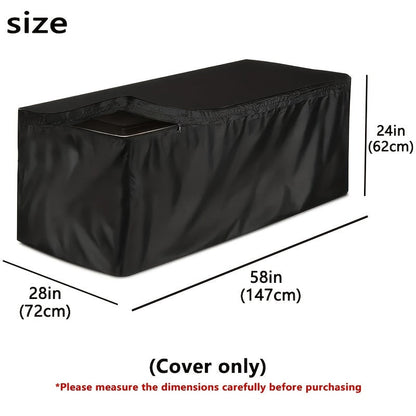 Deck Box Cover with Displayed 58 x 28 x 24-Inch Size, Black Rectangular Form and Double Zipper Opening