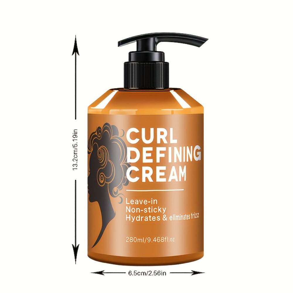 280ml Curl Styling Cream with Argan and Jojoba Oils in an Amber Leave-In Pump Bottle for Wavy Hair