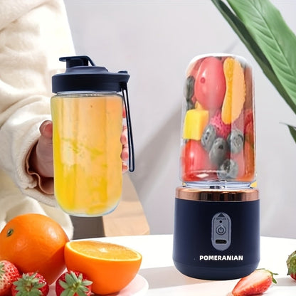 Portable Blender Juicer Double Cup 1500mAh Rechargeable – Food-Grade ABS Multifunctional Fruit Vegetable Juicer | USB Charging Gift Box | Blue Pink White Summer Kitchen Essential
