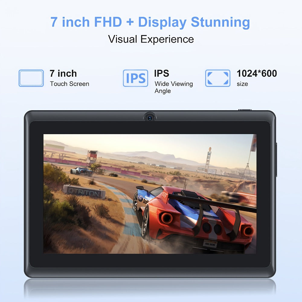 Android Tablet 7-Inch with Android 14, 32GB Internal Storage, Quad-Core CPU and Protective Case Choices