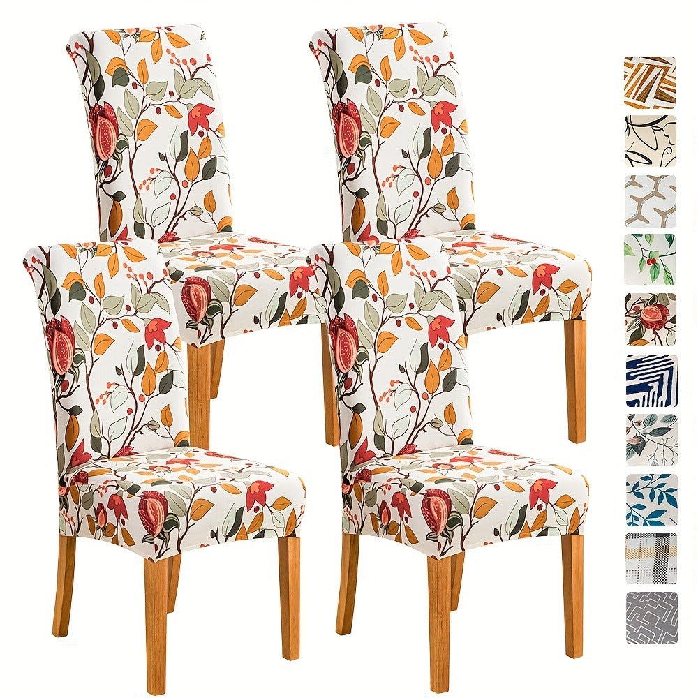 Printed Stretch Dining Chair Covers in Ten Patterns with Four- or Six-Piece Set Checkouts for Parsons Chairs