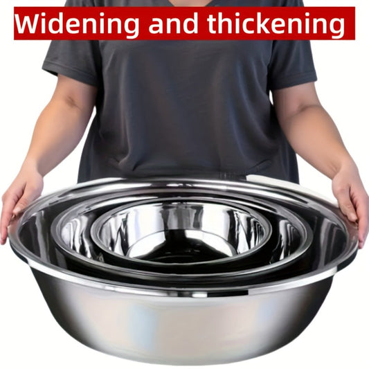 Large Stainless Steel Mixing Bowl | 304 Heavy-Duty Salad & Wash Basin, Hammer Finish, Non-Slip Base, Rounded Edges – Kitchen, Laundry, Utility Sink, Commercial & Home Use