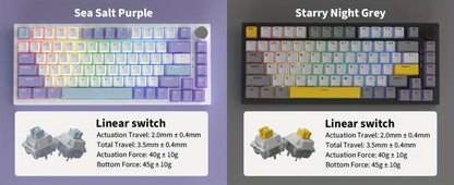Hot Swap Gasket Mechanical Keyboard AJAZZ AK820 75% – Wireless 2.4GHz & Wired, Volume Knob, South-Facing RGB, Poron Foam, PBT Keycaps, Programmable, 11 Switch & Color Options for PC & Mac