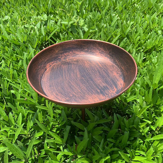 Bird Bath | Vintage Pedestal Iron Copper Floral Garden Bird Watching