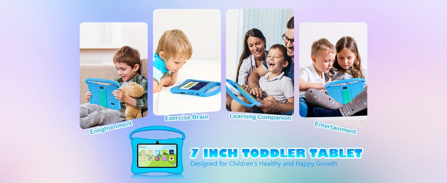 Kids Tablet 7 Inch Android 14 with Parental Control – Eye Protection Screen, GMS Certified, 2GB RAM, 32GB ROM, Silicone Case, Educational Apps, 2.4G WiFi, Perfect Birthday & Holiday Gift for Children