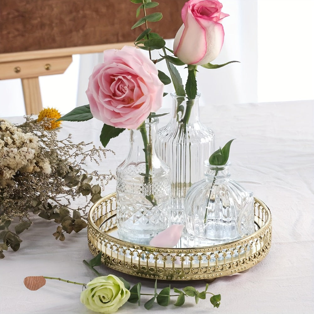 Assorted Clear Glass Bud Vase Set with 12, 24 or 64 Mixed Shapes for Flowers and Table Centerpieces