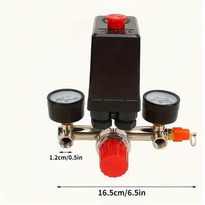Air Compressor Pressure Switch Manifold Kit with Regulator Gauge Valve Bracket Assembly – Complete Control System for Air Pump
