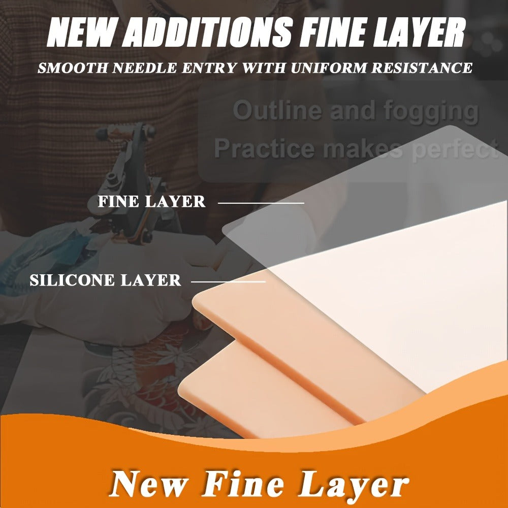 Silicone Tattoo Practice Skin 3mm Thick Double-Sided Fake Skin for Beginners & Professional Artists - Line Work Shading Outlining Eyebrow Eyeliner PMU Training Sheets